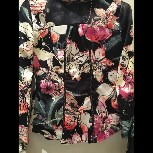 Just Cavalli Floral Silk Blouse - Picture 7 of 10